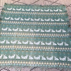 Gently LovedVintage Green and White Bunny Pattern Throw Blanket by Wilton Court